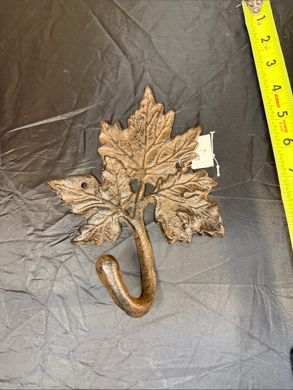 Cast Iron Leaf Wall Hook in Antique Brown - Decorative Single Hook